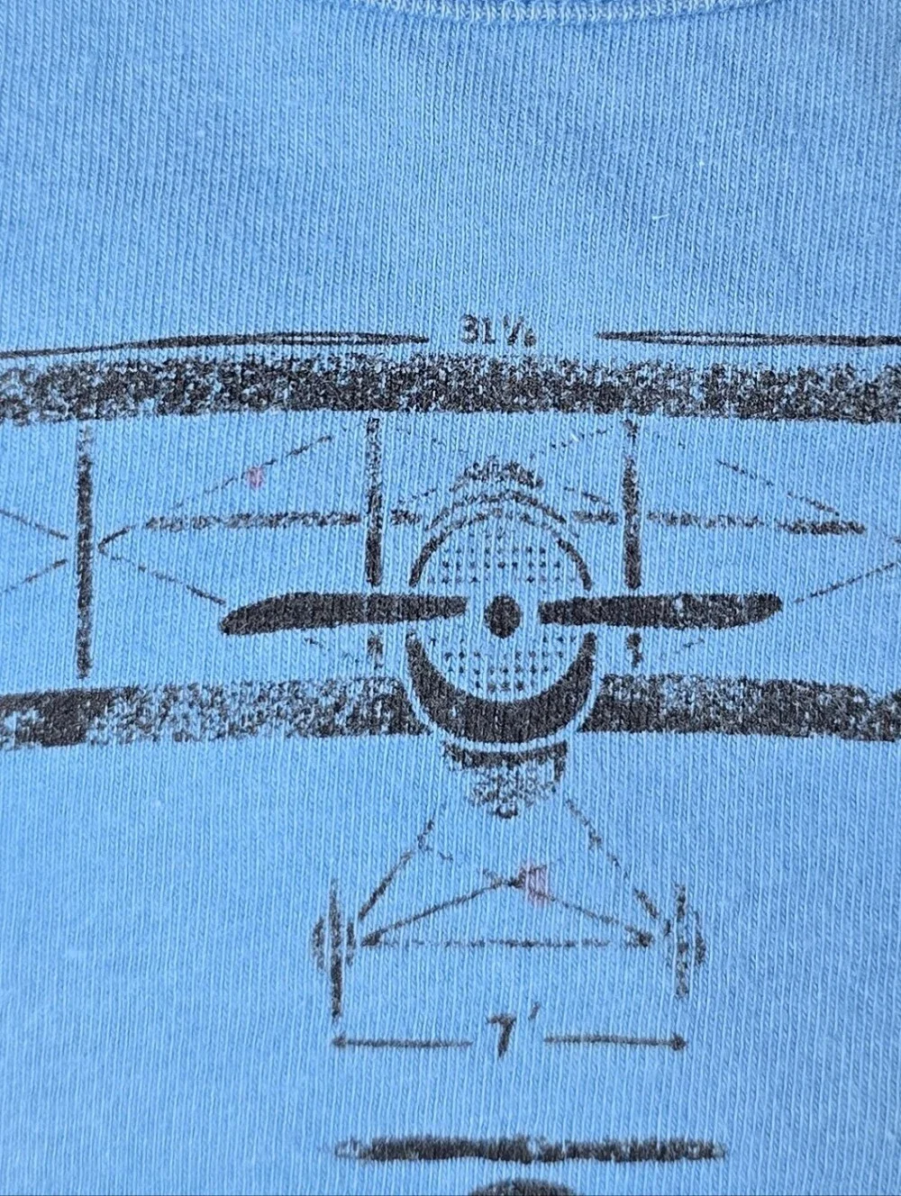 Kids Blue Airplane Soft Cotton Graphic Tee Small Marker Dot See Pic.